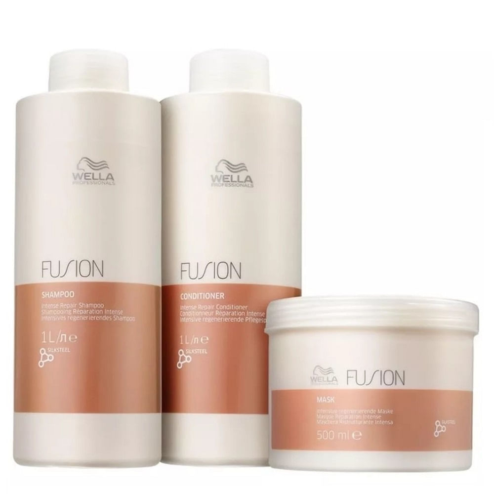 Kit Wella Professionals Fusion Shampoo 1L + Condicionador 1L + Máscara 500g