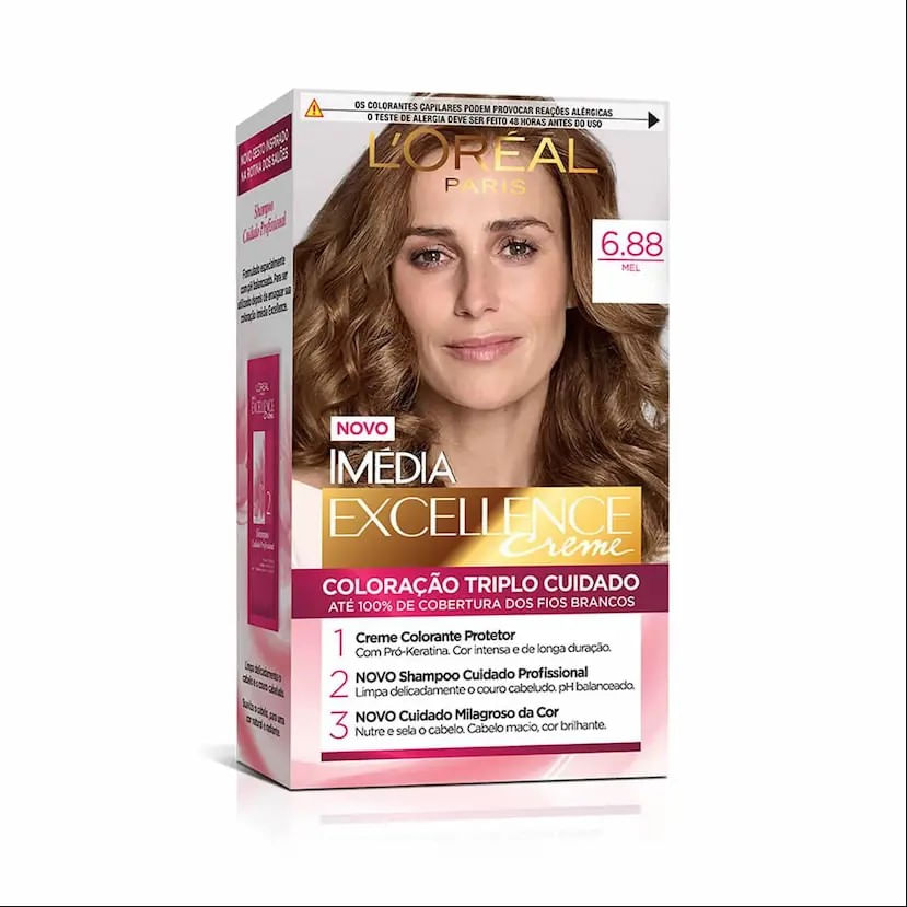 COLORAÇÃO IMÉDIA EXCELLENCE L’ORÉAL PARIS – TONS CASTANHOS - 6.88 MEL