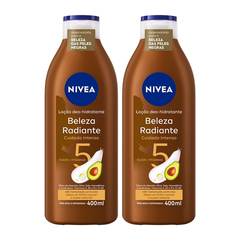 Kit Loção Deo Hidratante Nivea Beleza Radiante 2 Unidades 400ml Cada