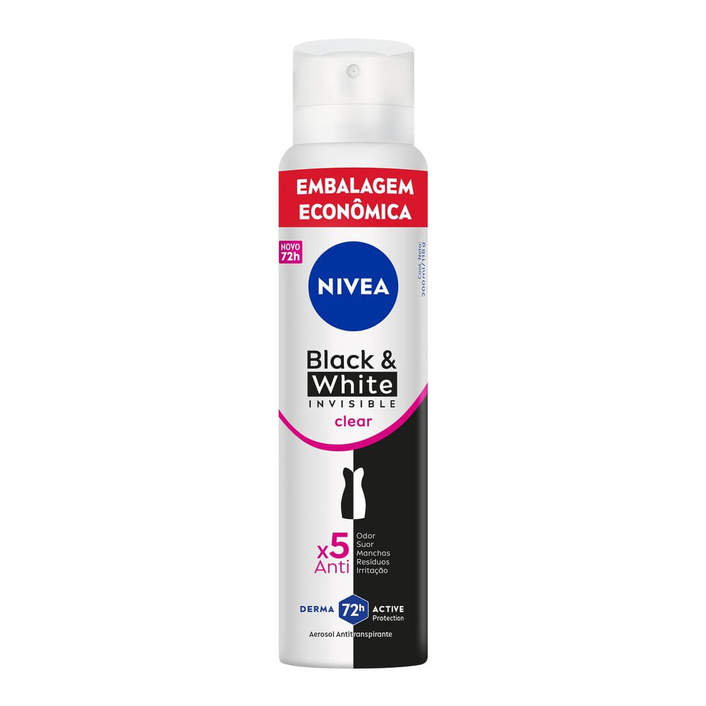 Desodorante Nivea Aerossol Invisible Black & White Clear 200ml