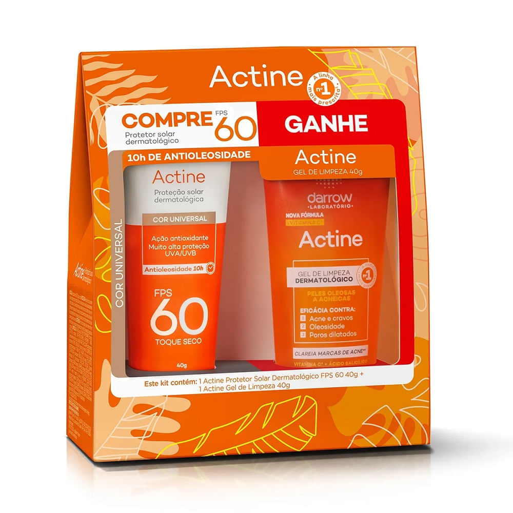 Actine Protetor Solar FPS60 40g + Gel Limpeza 40ml