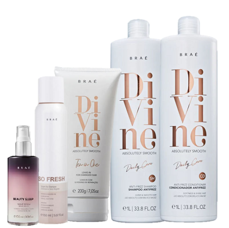 Brae Divine Anti Frizz Duo 1L Leave-in 200g Beauty Sleep 100ml e So Fresh 150ml