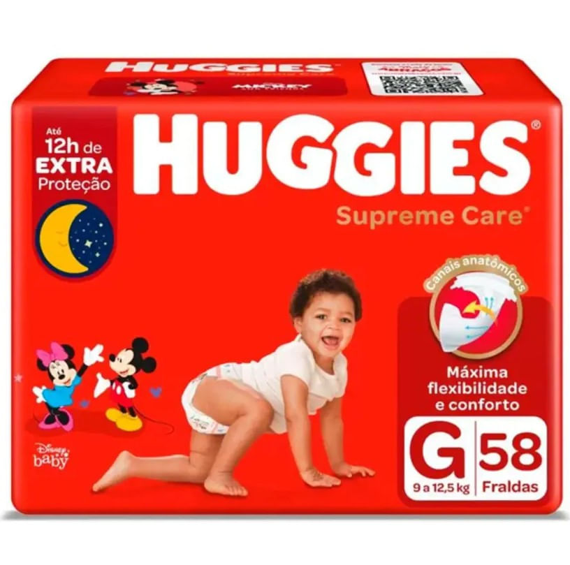 Fraldas Huggies Supreme Care Hiper G Com 58 Unidades