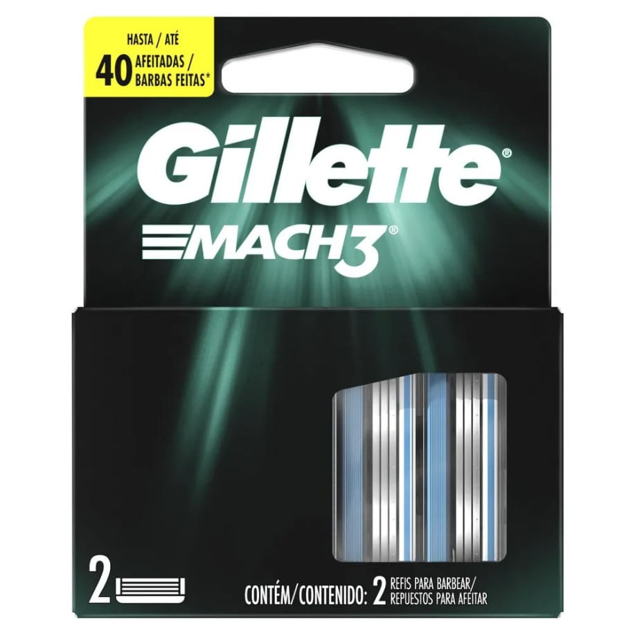 CARGA PARA APARELHO DE BARBEAR GILLETTE MACH3 2 UNIDADES