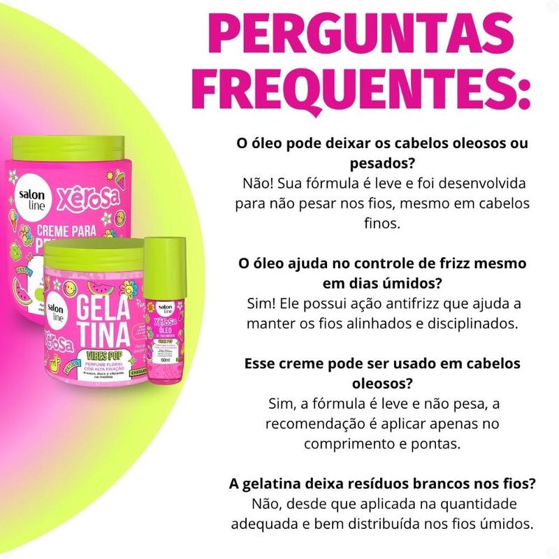 Kit Salon Line Xêrosa Vibes Pop: Creme Para Pentear 800g, Gelatina