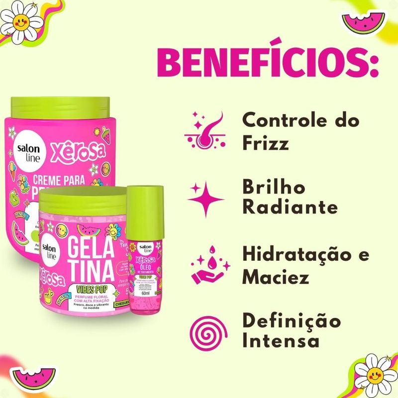 Kit Salon Line Xêrosa Vibes Pop: Creme Para Pentear 800g, Gelatina
