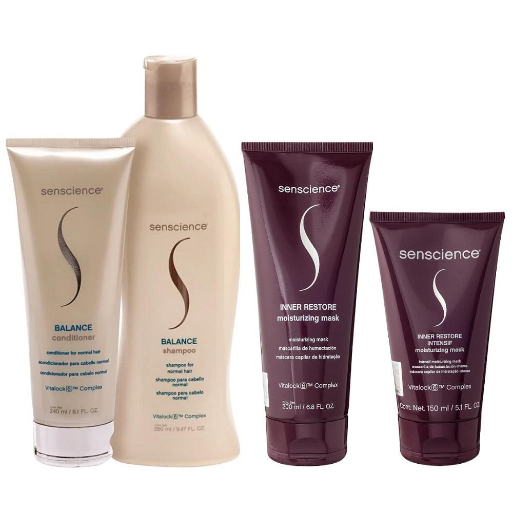 Senscience Balance Shampoo 280ml e Condicionador 240ml + Inner Moisturizing 200ml + Inner Intensif 150ml