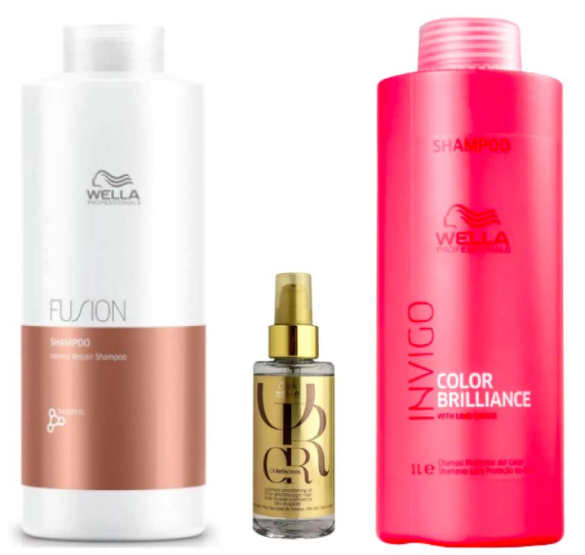 Kit Shampoos Fusion Repair, Invigo E Oil Reflections - Wella