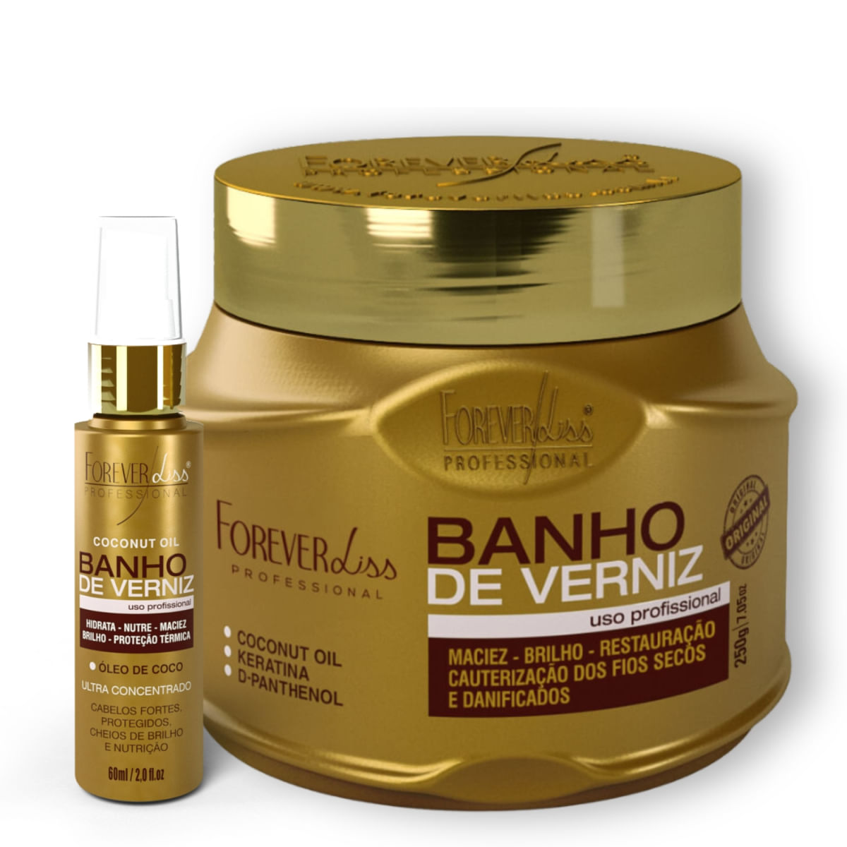 Forever Liss Banho De Verniz: Máscara 250G E Óleo De Coco 60Ml