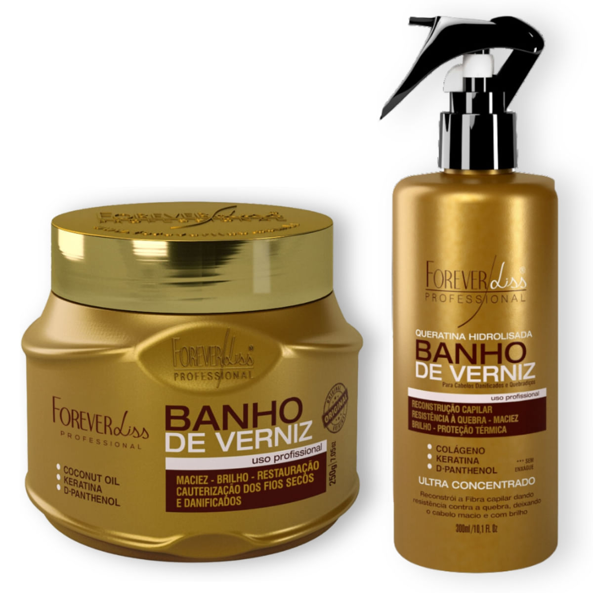 Forever Liss Banho De Verniz: Máscara 250G E Queratina Hidrolisada 300Ml