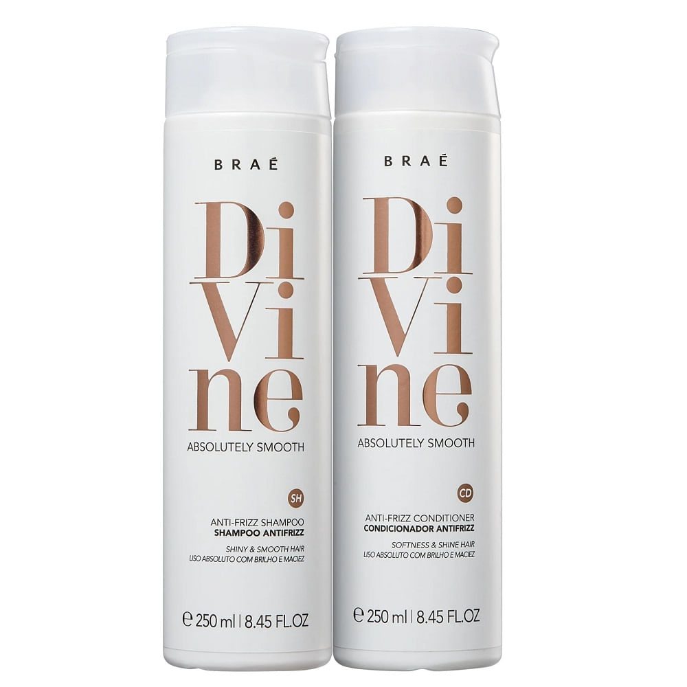 Kit Braé Divine Absolutely Smooth Antifrizz Shampoo 250ml + Condicionador 250ml
