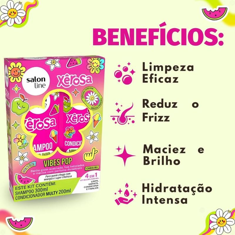 Kit Salon Line Xêrosa Vibes Pop: Shampoo 200ml e Condicionador