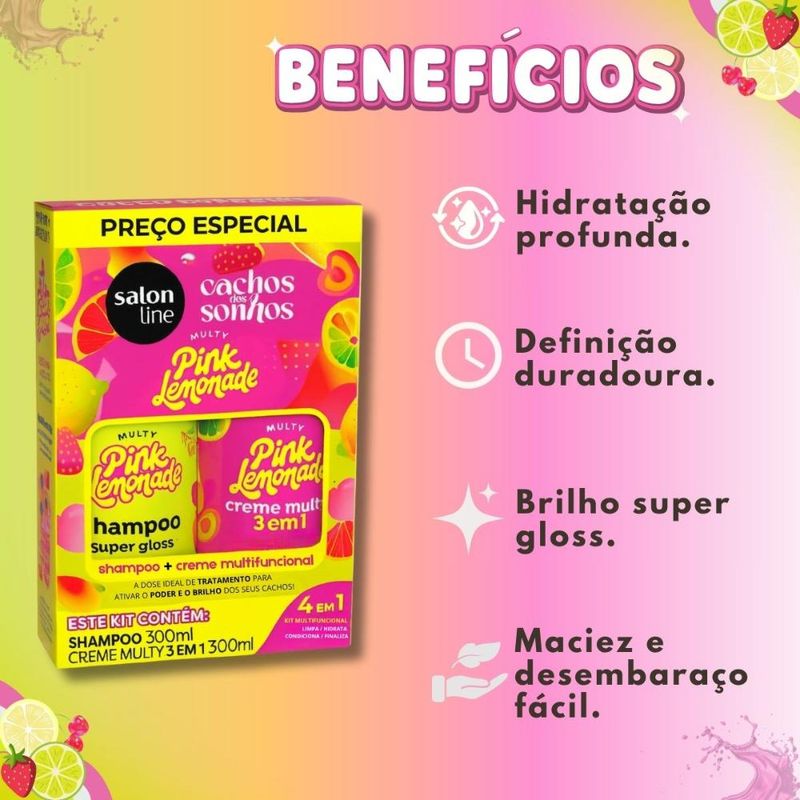Kit Salon Line Pink Lemonade Cachos Dos Sonhos: Shampoo e Creme