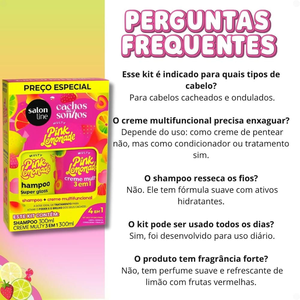 Kit Salon Line Pink Lemonade Cachos Dos Sonhos: Shampoo e Creme