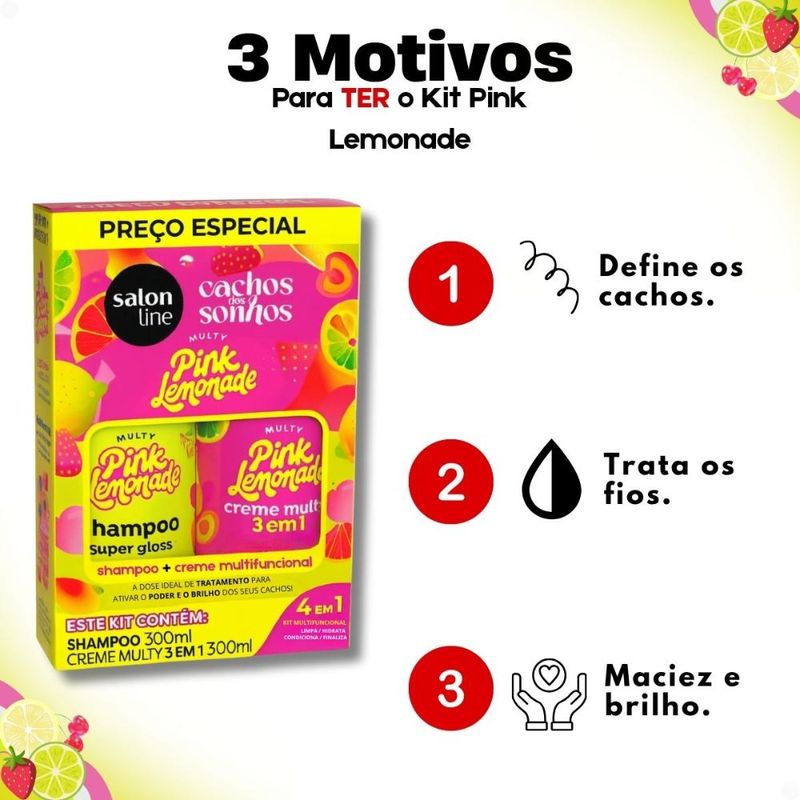 Kit Salon Line Pink Lemonade Cachos Dos Sonhos: Shampoo e Creme