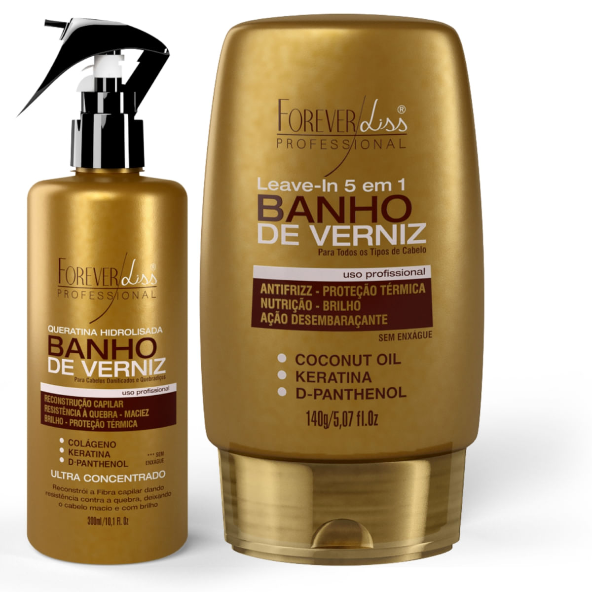 Forever Liss Banho De Verniz: Leave-In 140G E Queratina Hidrolisada 300Ml