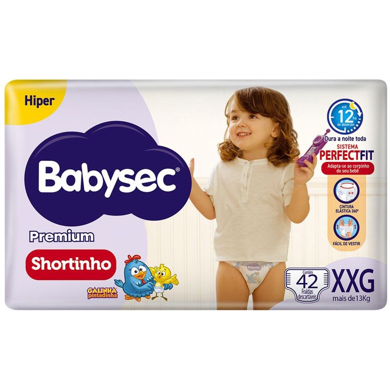 Fralda Shortinho Babysec Premium Hiper XXG 13kg 42 Unidades