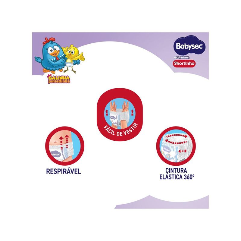 Fralda Shortinho BabySec Premium Galinha Pintadinha XXXG 19kg 16