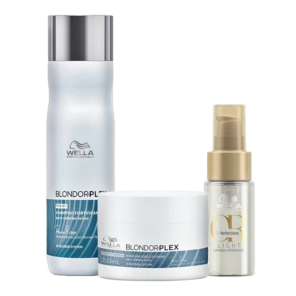 Kit Wella Professionals BlondorPlex + Oil Reflections Light - Reconstrução Extrema (3 Produtos)