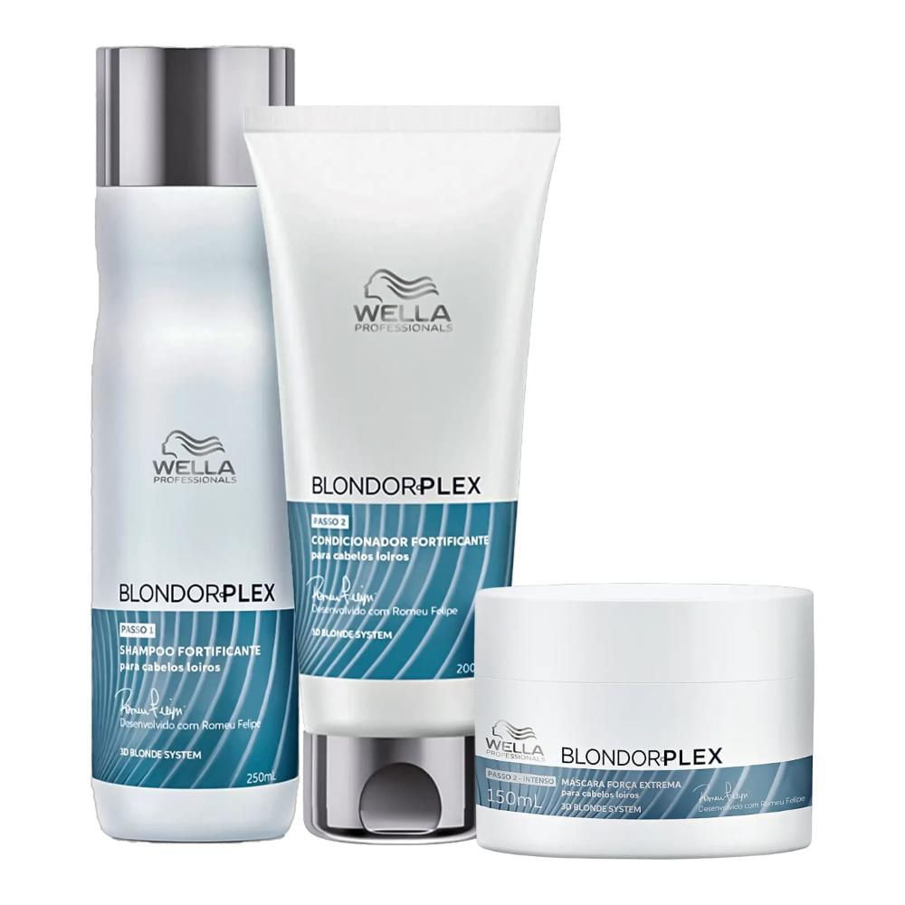 Kit Wella Professionals BlondorPlex Shampoo + Condicionador + Máscara