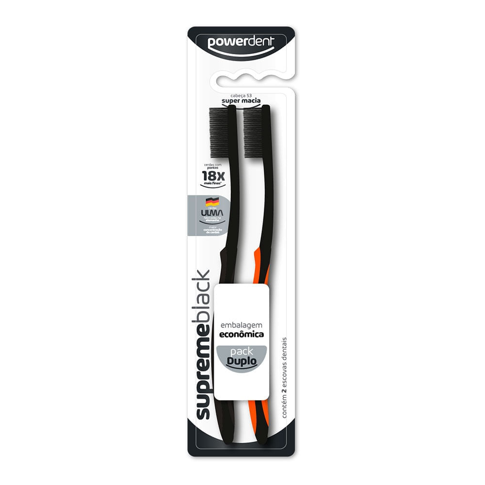 Escova Dental Powerdent Supreme Black 2 Unidades