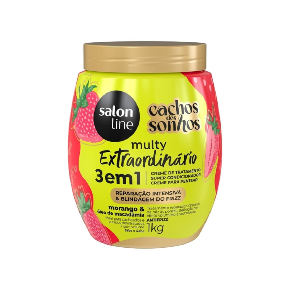 Creme Salon Line 3 em 1 Cachos dos Sonhos Multy Extraordinário Morango 1kg