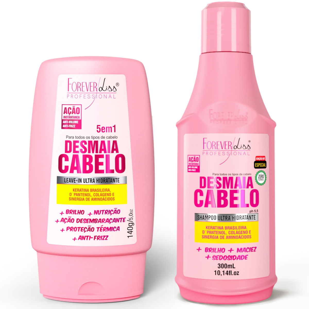 Forever Liss Desmaia Cabelo: Leave-In 5 Em 1 140G E Shampoo 300Ml