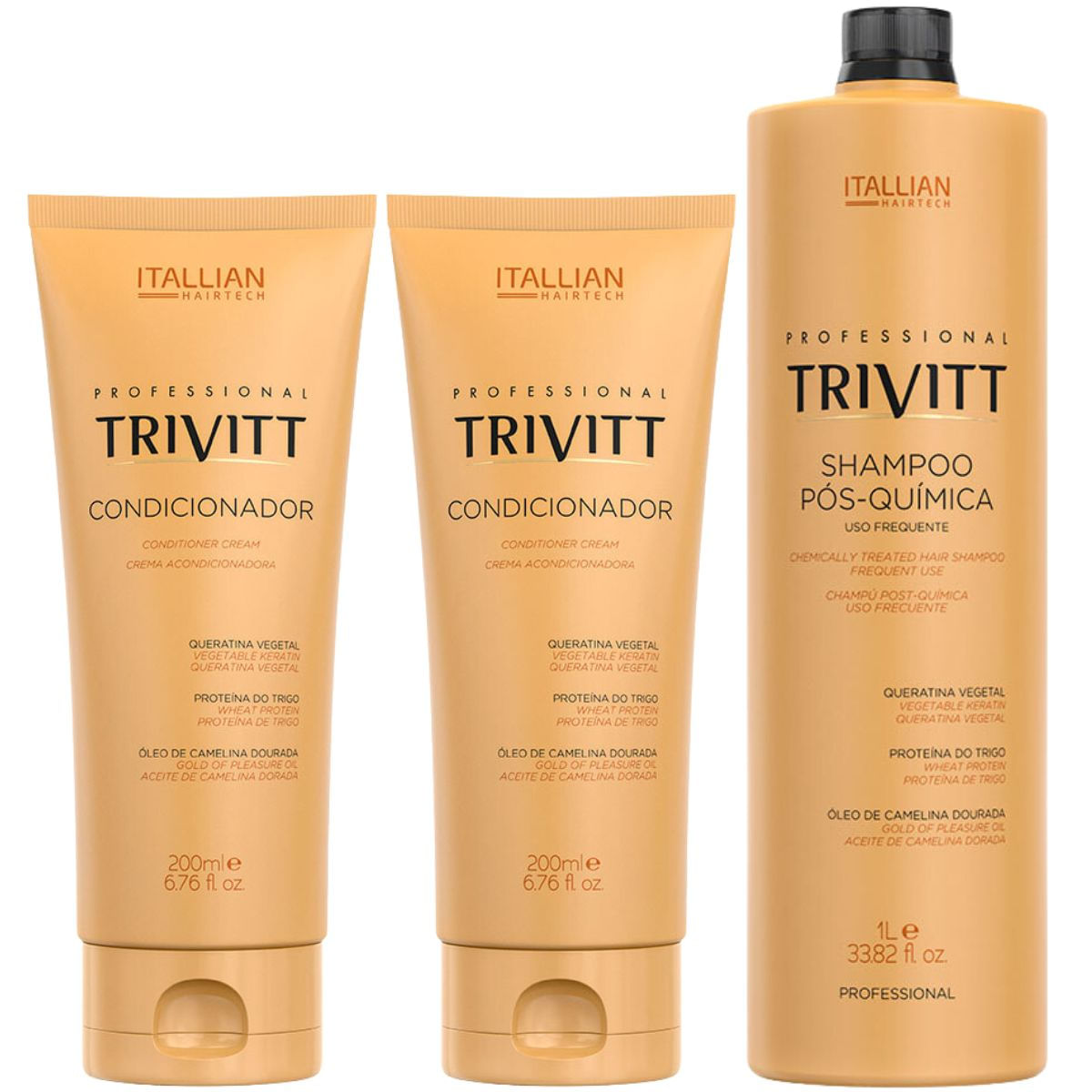 Trivitt: 2 Unidades De Condicionador 200Ml E Shampoo Pós-Química Para Uso Frequente 1L