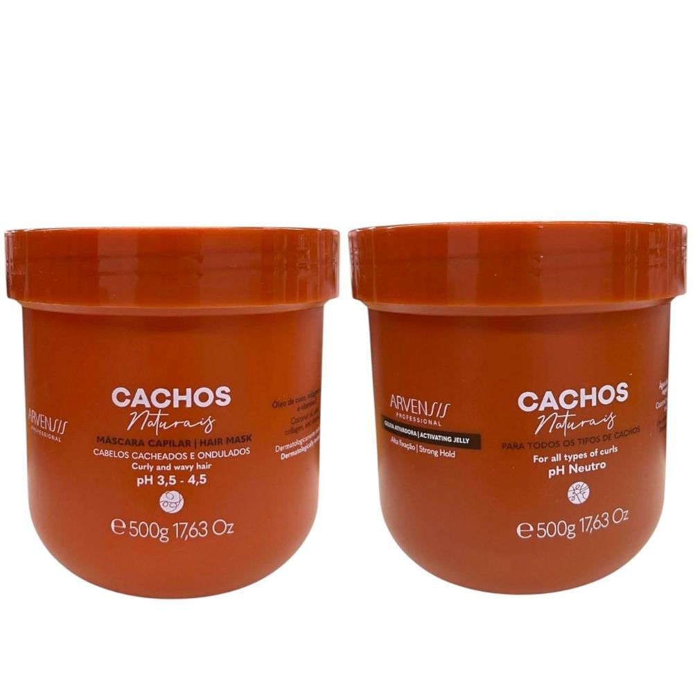 Kit Arvensis Professional Cachos Naturais - Máscara 500g + Geleia Alta Fixação 500g