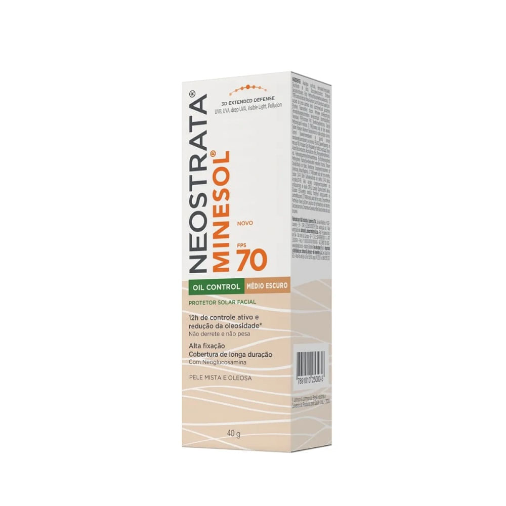Protetor Solar Facial Antioliosidade FPS70 Neostrata Minesol Oil Control Médio Escuro 40g
