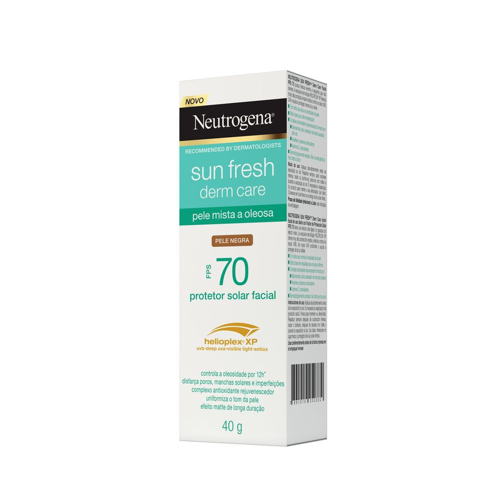 Protetor Solar Facial Neutrogena FPS70 Sun Fresh Derm Care Pele Negra 40g