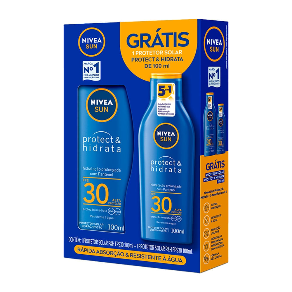 Kit Protetor Solar Nivea Sun Protect e Hidrata Fps30 200ml + Protetor Solar 100ml