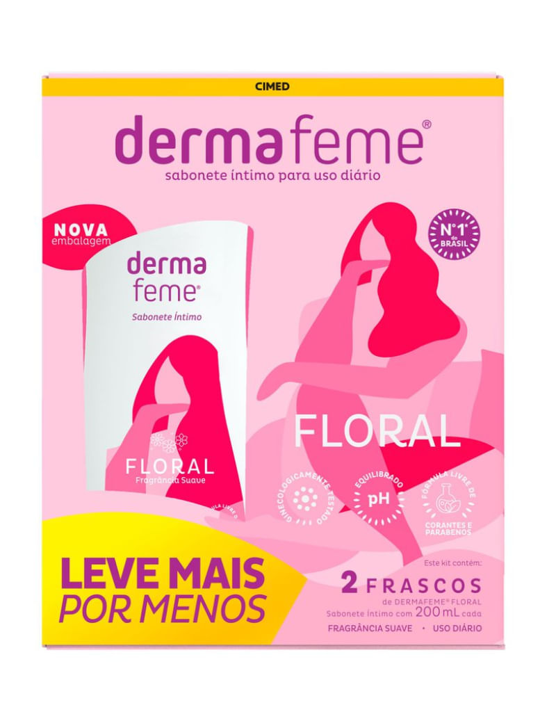 Sabonete Íntimo Dermafeme Floral Kit 2 Unidades 200ml Sabonete Íntimo Dermafeme Kit 2 Unidades 200ml
