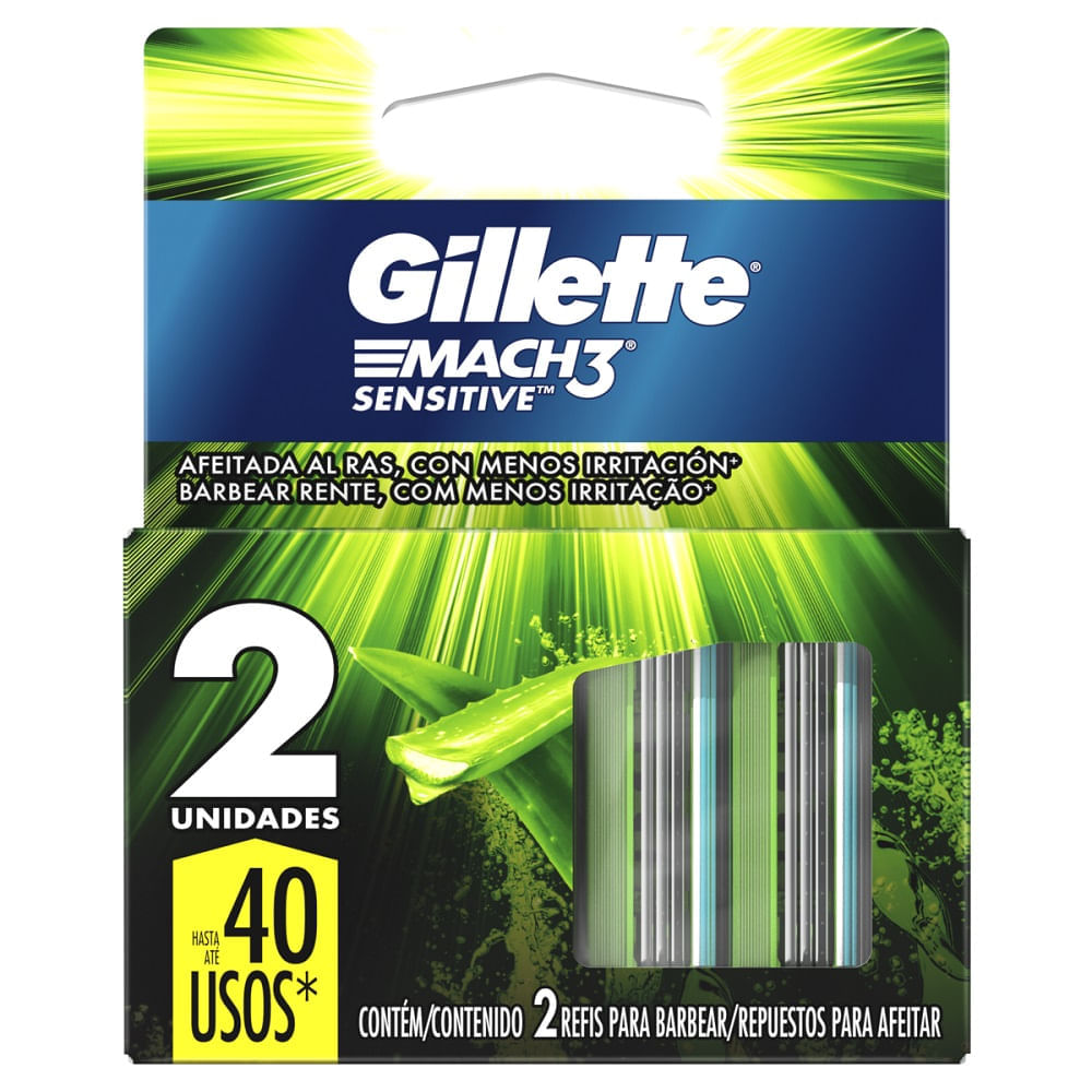 Carga Para Aparelho De Barbear Gillette Mach3 Sensitive 2 unidades