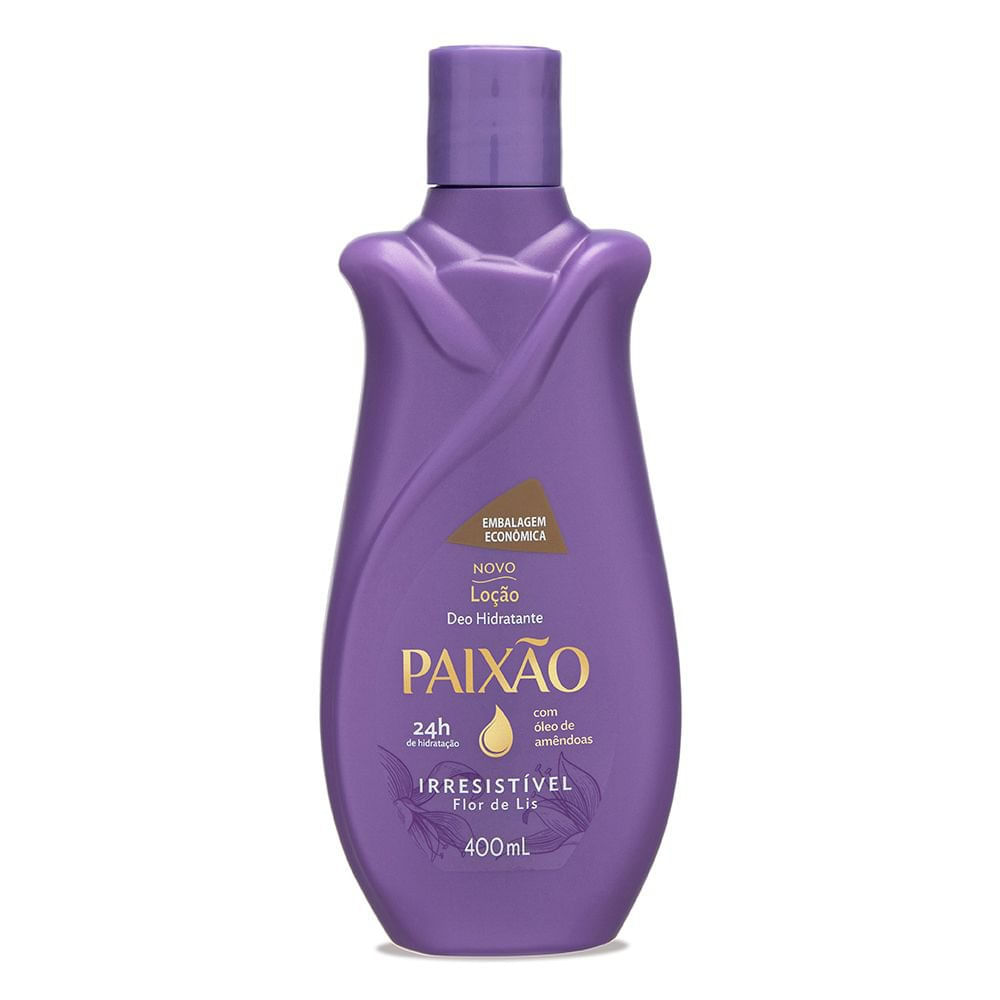 Hidratante Paixão Irresistível com Óleo de Amêndoas ação desodorante 400ml Loção Hidratante Paixão Irrestível 400ml