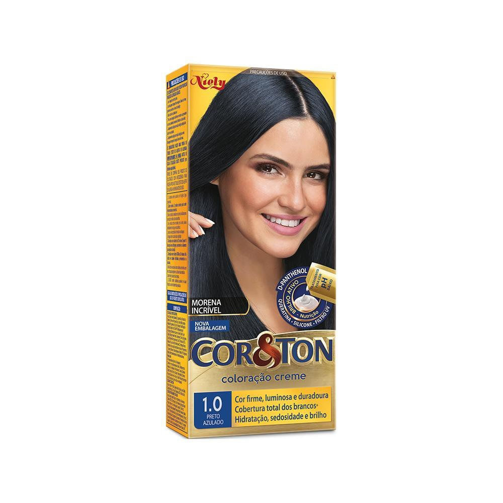 Tintura Creme Cor&Ton 1.0 Preto Azulado