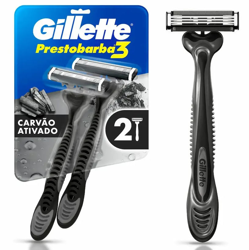 Aparelho Descartável para Barbear Gillette Prestobarba3 Carbono 2 und
