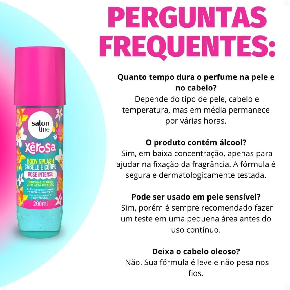 Body Splash Cabelo E Corpo Salon Line Xêrosa Rose Intense 200ml