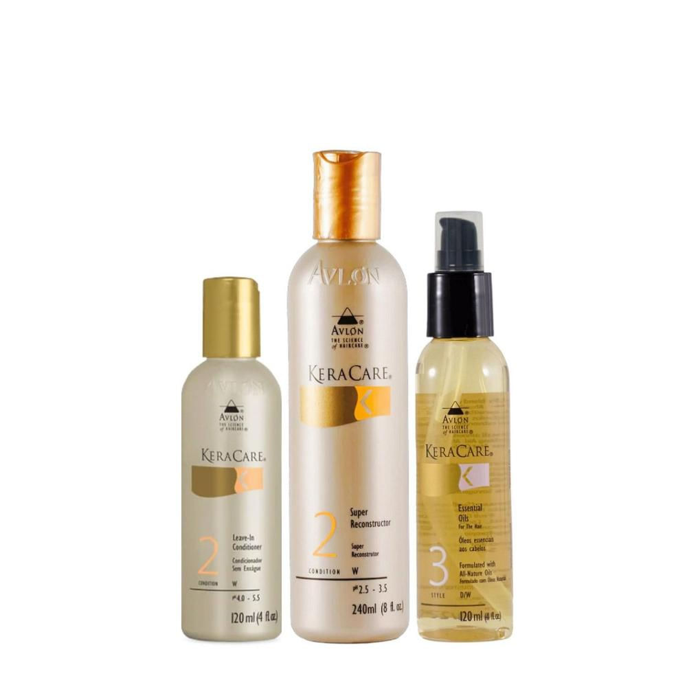 Kit Avlon KeraCare - Super Reconstrutor 240ml + Leave-in 120ml + Óleo Essencial 120ml
