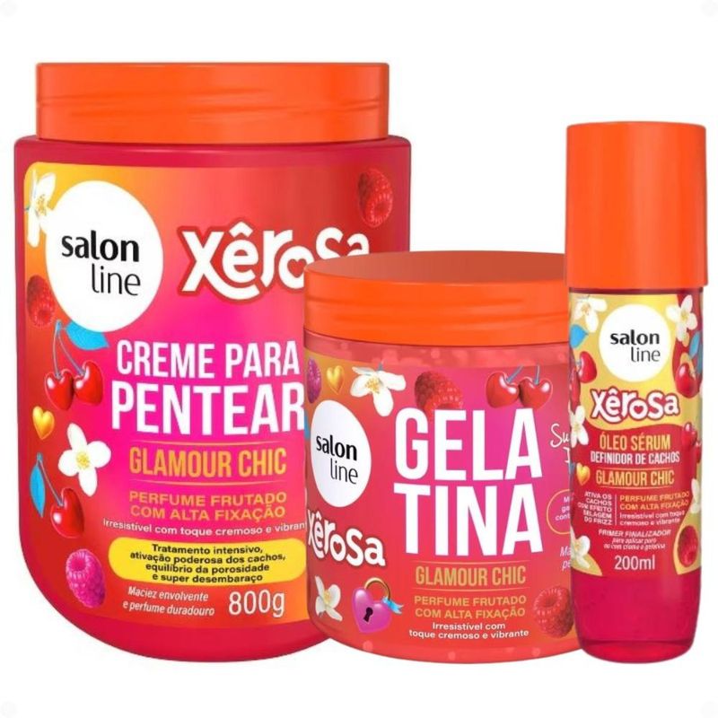 Kit Salon Line Xêrosa Glamour Chic: Creme Para Pentear 800g