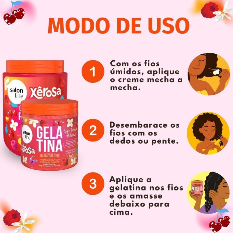Kit Salon Line Xêrosa Glamour Chic: Creme Para Pentear 800g e