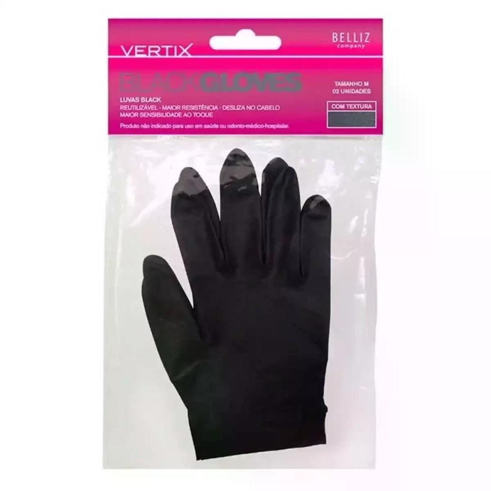 Luva Black Tamanho M com 2 Unidades Vertix