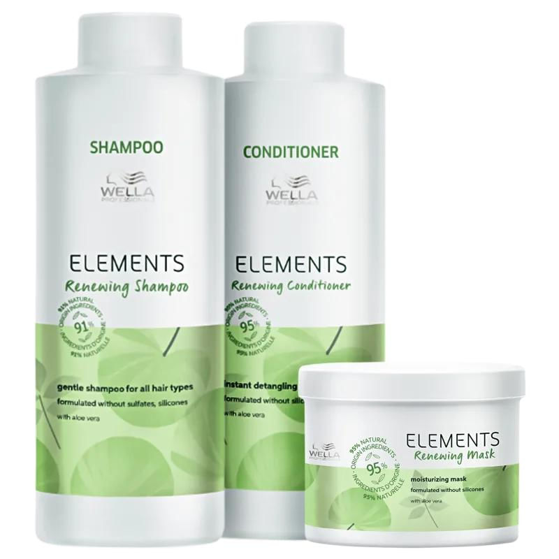Wella Elements Kit Sh 1000ml + Cond 1000ml + Masc 500ml