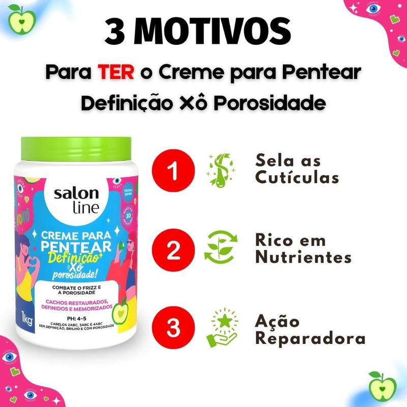 Creme Para Pentear Salon Line Definição Xô Porosidade 1kg - Época