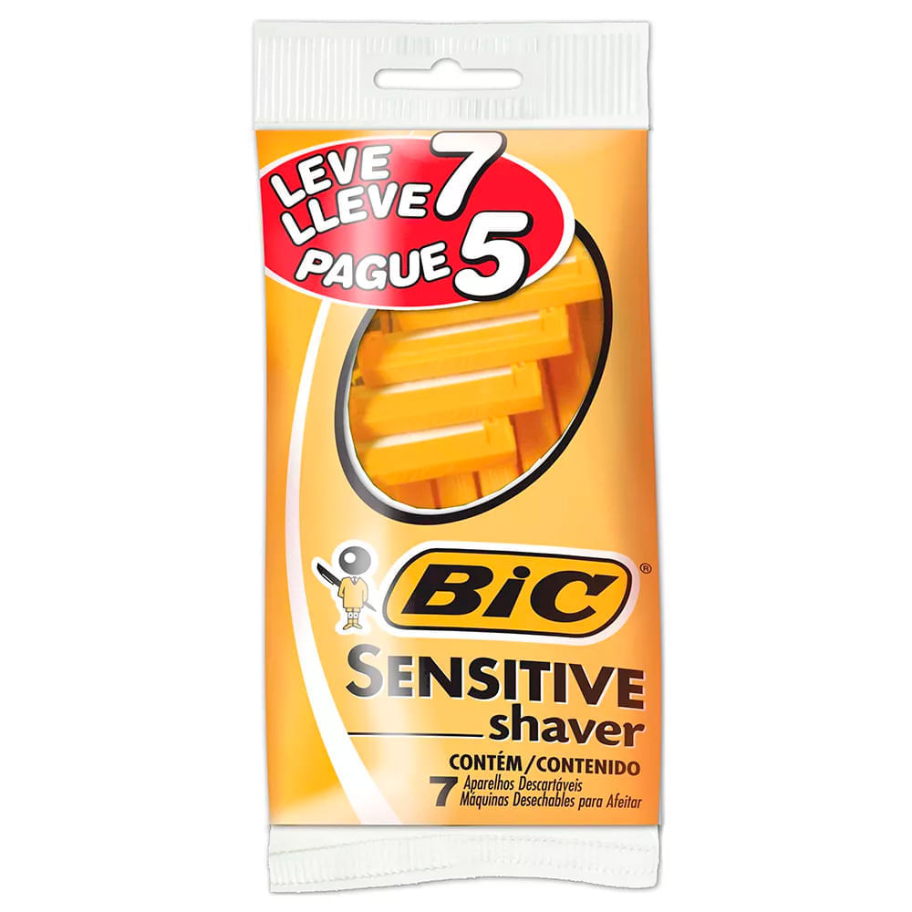 Aparelho Barbear Bic Multi Barba Shawer Sensitive 7 unidades