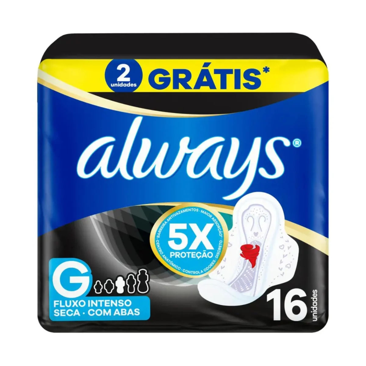ABSORVENTE ALWAYS NOITES TRANQUILAS COBERTURA SECA COM ABAS PAGUE 14 ELEVE 16 UNIDADES