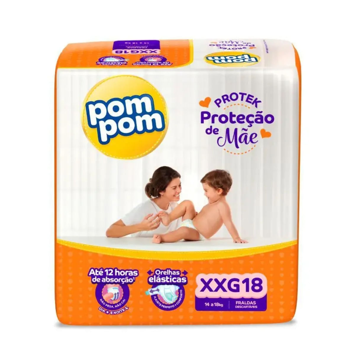FRALDA POM POM DERMA PROTEK, POM POM TAMANHO XXG 18 UNI