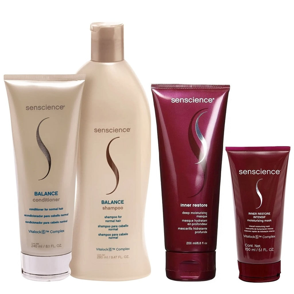 Kit Senscience Balance Shampoo 280ml + Condicionador 240ml + Inner restore Intensif 150ml + CPR (2x25ml)
