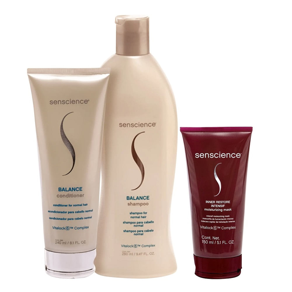 Kit Senscience Balance Shampoo 280ml + Condicionador 240ml + Inner Restore Intensif Moisturizing Mask 150ml