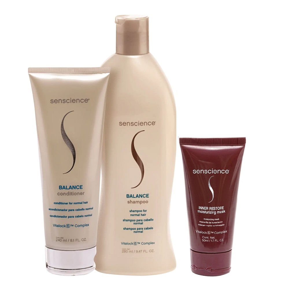 Kit Senscience Balance Shampoo 280ml + Condicionador 240ml + Inner Restore Intensif Moisturizing Mask 50ml